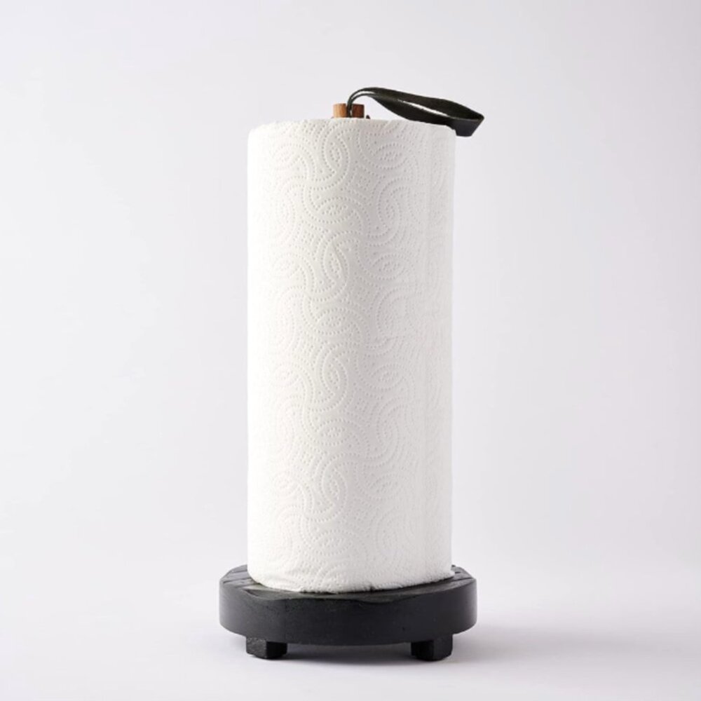 Black Wood Paper Towel Holder